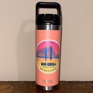 Yeti Coral Travel Bottle with Sunset Bridge Graphic